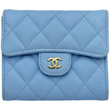 シャネル CHANEL スモールフラップウォレット AP0231 ブルー ゴールド金具 キャビアスキン レディース 三つ折り財布