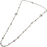 シャネル CHANEL ロングネックレス ピンク シルバー金具 メタル/ストーン アクセサリー