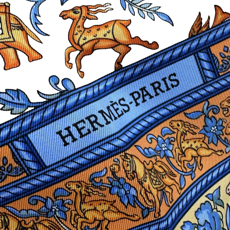エルメス HERMES カレ90 CHASSE EN INDE オレンジ シルク レディース