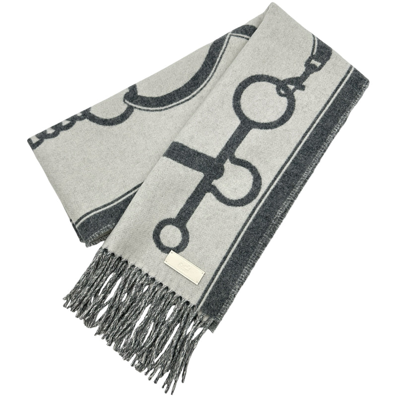 HERMES グレー ケーブル編み マフラー　カシミア100% 箱付き エルメス HERMES マフラー グレー カシミヤ レディース マフラー