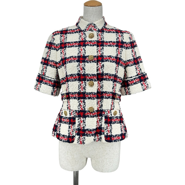 グッチ GUCCI ツイード半袖ジャケット 657056 アイボリー ナイロン