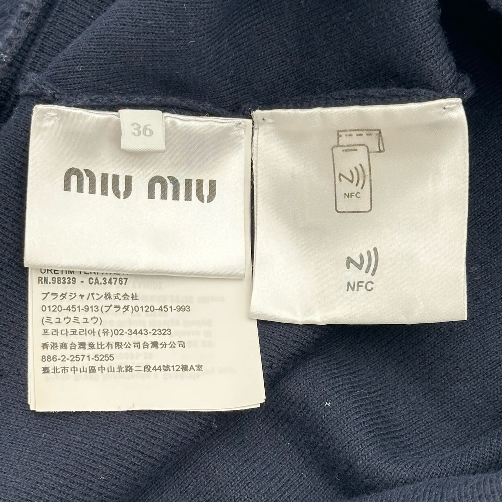 ミュウミュウ miu miu セーラーカラー半袖ニットセーター MML897