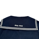 ミュウミュウ miu miu セーラーカラー半袖ニットセーター MML897 ネイビー コットン レディース セーター