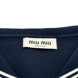 ミュウミュウ miu miu セーラーカラー半袖ニットセーター MML897 ネイビー コットン レディース セーター