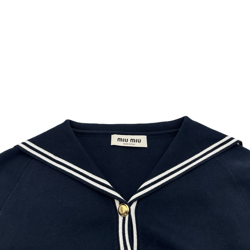 miumiu ネイビードット半袖ニットセーター★MS17 ミュウミュウ miu miu セーラーカラー半袖ニットセーター MML897