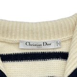 クリスチャン・ディオール Christian Dior マリニエール セーラーカラーニットカーディガン 224G02AM309 アイボリー ウール レディース カーディガン