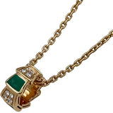 ブルガリ BVLGARI セルペンティヴァイパーネックレス ピンクゴールド Au750 マラカイト ダイヤモンド ジュエリー