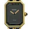 シャネル CHANEL プルミエール S H0001 ブラック ゴールドメッキ クオーツ レディース 腕時計