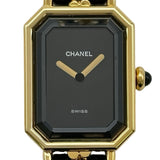 シャネル CHANEL プルミエール S H0001 ブラック ゴールドメッキ クオーツ レディース 腕時計