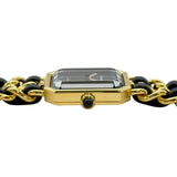 シャネル CHANEL プルミエール S H0001 ブラック ゴールドメッキ クオーツ レディース 腕時計