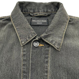 バレンシアガ BALENCIAGA メタルロゴラージフィットデニムジャケット 773804 グレー デニム メンズ デニムジャケット