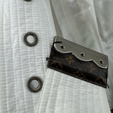 ルイ・ヴィトン LOUIS VUITTON デザインジップアップフライトジャケット FKDB95 ホワイト コットン レディース その他アウター