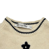 クリスチャン・ディオール Christian Dior ロゴジャガードカシミヤ混半袖ニットセーター 154S09AM305 アイボリー ウール レディース セーター