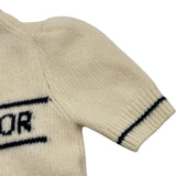 クリスチャン・ディオール Christian Dior ロゴジャガードカシミヤ混半袖ニットセーター 154S09AM305 アイボリー ウール レディース セーター