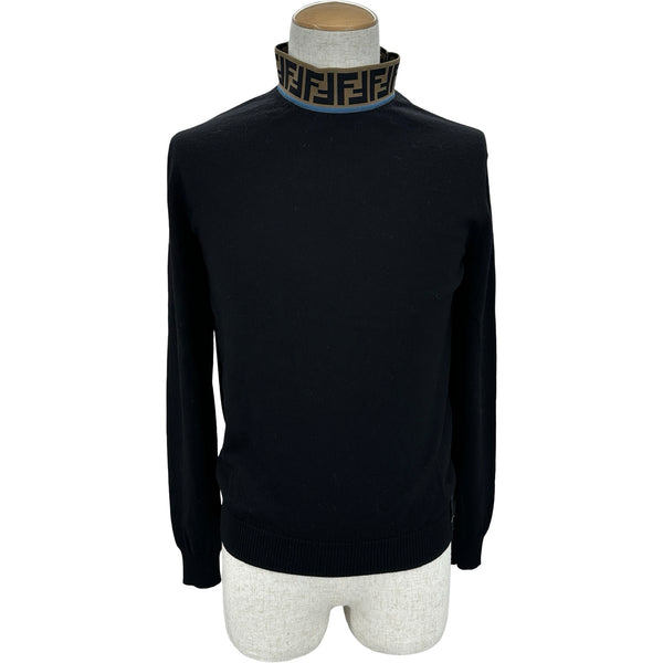 FENDI 長袖ハイネックスキーセーター S/M ブラック フェンディ FENDI FFモチーフ ハイネックニットセーター FZZ411