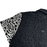 ルイ・ヴィトン LOUIS VUITTON スパンコールフラワーレース半袖ブラウス FHBB81 ブラック コットン レディース ブラウス