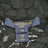 ルイ・ヴィトン LOUIS VUITTON スパンコールフラワーレース半袖ブラウス FHBB81 ブラック コットン レディース ブラウス