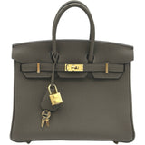 エルメス HERMES バーキン25 K刻印 ユーカリプタス ゴールド金具 トゴ レディース ハンドバッグ