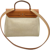 エルメス HERMES エールバッグPM □D刻印 エクリュ/ゴールド シルバー金具 トワル ハンター レディース ハンドバッグ ショルダーバッグ
