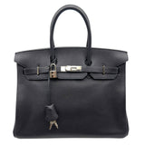 エルメス HERMES バーキン35 □H刻 ブルーオーシャン シルバー金具 トゴ レディース ハンドバッグ