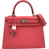 エルメス HERMES ケリー25 外縫い D刻印 ローズリップスティック シルバー金具 シェーブル レディース ハンドバッグ ショルダーバッグ