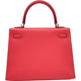 エルメス HERMES ケリー25 外縫い D刻印 ローズリップスティック シルバー金具 シェーブル レディース ハンドバッグ ショルダーバッグ