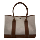 エルメス HERMES ネオガーデン41 K刻 エクリュ/ゴールド シルバー金具 トワル/レザー メンズ トートバッグ
