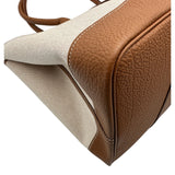 エルメス HERMES ネオガーデン41 K刻 エクリュ/ゴールド シルバー金具 トワル/レザー メンズ トートバッグ