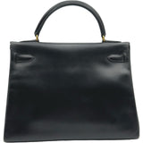 エルメス HERMES ケリー32 内縫い □B刻印 ブラック ゴールド金具 ボックスカーフ レディース ハンドバッグ ショルダーバッグ