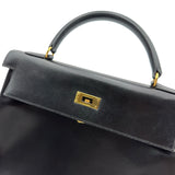 エルメス HERMES ケリー32 内縫い □B刻印 ブラック ゴールド金具 ボックスカーフ レディース ハンドバッグ ショルダーバッグ