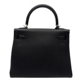 エルメス HERMES ケリー25 内縫い W刻 ブラック シルバー金具 トゴ レディース ハンドバッグ