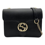 グッチ GUCCI インターロッキングG ショルダーバッグ 510304 ブラック レザー レディース ショルダーバッグ