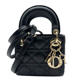 クリスチャン・ディオール Christian Dior レディディオール マイクロショルダーバッグ S08560NGE ブラック シルバー金具 ラムスキン レディース ショルダーバッグ