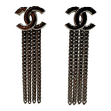 シャネル CHANEL ココマーク フリンジチェーンピアス シルバー メタル アクセサリー