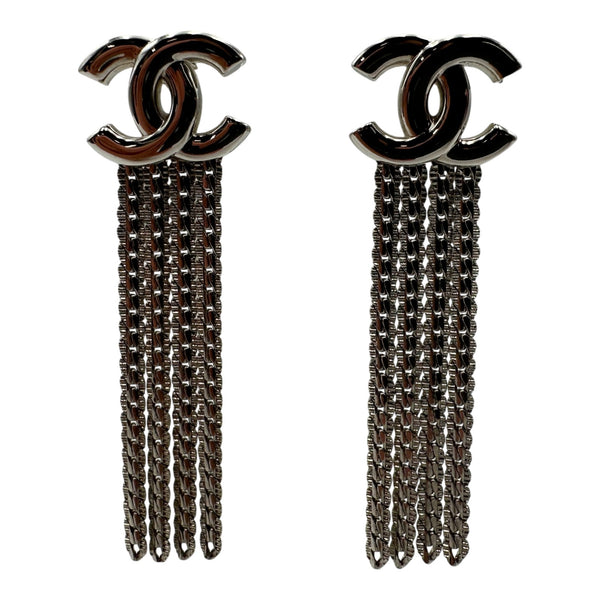 シャネル CHANEL ココマーク フリンジチェーンピアス シルバー メタル