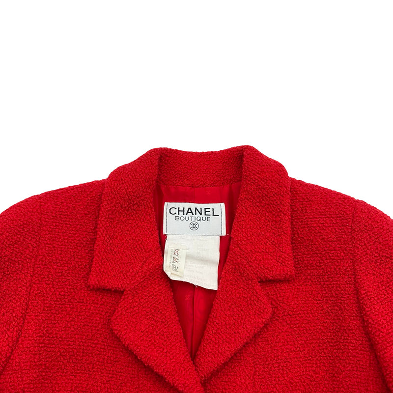 シャネル CHANEL ココマークボタンツイードジャケット P03422 レッド