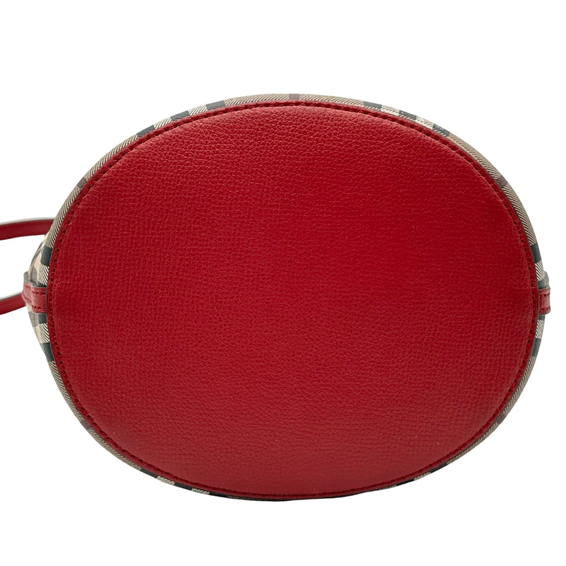 バーバリー BURBERRY ショルダーバッグ ベージュ/レッド PVC