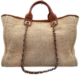シャネル CHANEL ドーヴィル ショッピングバッグ AS3351 25番台 オレンジ/ブラウン シルバー金具 キャンバス レディース トートバッグ