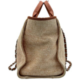 シャネル CHANEL ドーヴィル ショッピングバッグ AS3351 25番台 オレンジ/ブラウン シルバー金具 キャンバス レディース トートバッグ