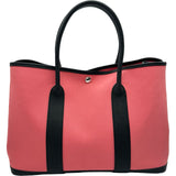 エルメス HERMES ガーデンパーティPM □R刻印 ピンク/ブラック シルバー金具 トワル レディース ハンドバッグ