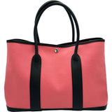 エルメス HERMES ガーデンパーティPM □R刻印 ピンク/ブラック シルバー金具 トワル レディース ハンドバッグ