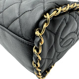 シャネル CHANEL マトラッセ チェーンホーボーバッグ 14番台 ブラック ゴールド金具 ラムスキン レディース トートバッグ