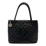 シャネル CHANEL 復刻トート A01804 6番台 ブラック シルバー金具 キャビアスキン レディース トートバッグ