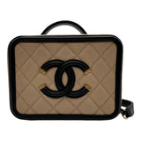 シャネル CHANEL CCフィリグリースモールヴァニティ A93342 24番台 ベージュ/ブラック ゴールド金具 キャビアスキン レディース ショルダーバッグ