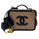 シャネル CHANEL CCフィリグリースモールヴァニティ A93342 24番台 ベージュ/ブラック ゴールド金具 キャビアスキン レディース ショルダーバッグ