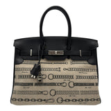 エルメス HERMES バーキン35 デシュネ C刻 ブラック シルバー金具 トワルドゥキャンプ/スイフト レディース ハンドバッグ