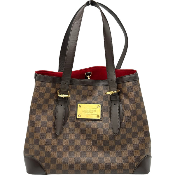 ルイヴィトン N51204 ダミエ ハムステッド MM トートバッグ 本革 茶系 ルイ・ヴィトン LOUIS VUITTON ハムステッドMM N51204 ブラウン ダミエ