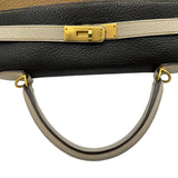 エルメス HERMES ケリー32 内縫い トリコロール □G刻印 タバックキャメル/ショコラ/アルジル ゴールド金具 トリヨン レディース ショルダーバッグ