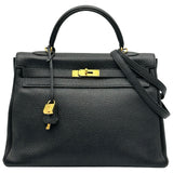 エルメス HERMES ケリー35 内縫い □M刻印 ブラック ゴールド金具 トリヨン レディース ショルダーバッグ