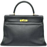 エルメス HERMES ケリー35 内縫い □B刻印 ブラック ゴールド金具 トリヨン レディース ショルダーバッグ